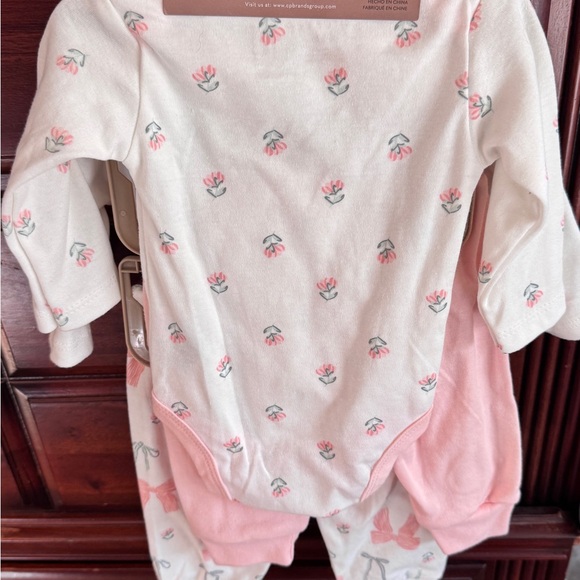 chick pea white and Pink Baby Girls 3-Piece Matching Set - Picture 2 of 3